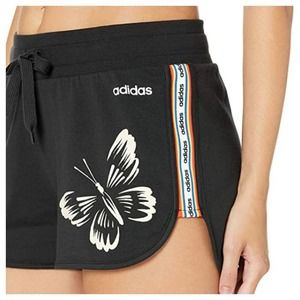 New adidas x Farm Rio XXS Butterfly Print Pull On Shorts Black Jogging Running